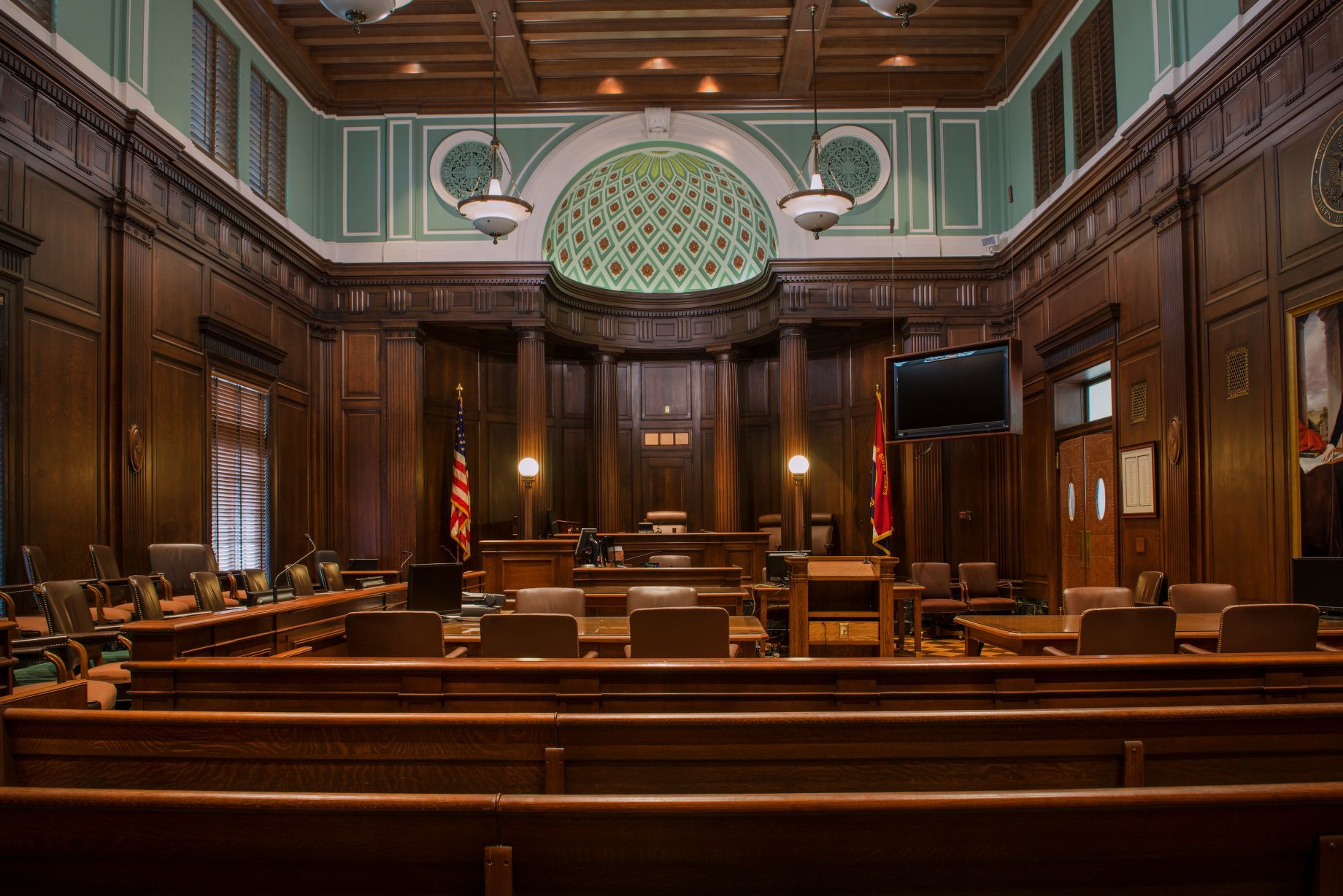An empty federal courtroom in Augusta, Georgia
